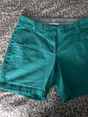 crown & ivy Teal Cotton Casual Shorts
